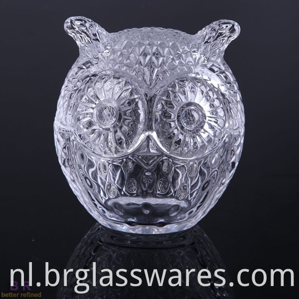 clear color of owl glass candle jar